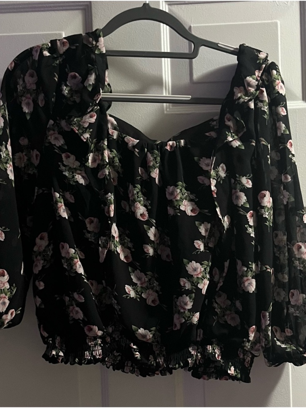 Black Floral Off-Shoulder Camisole Top